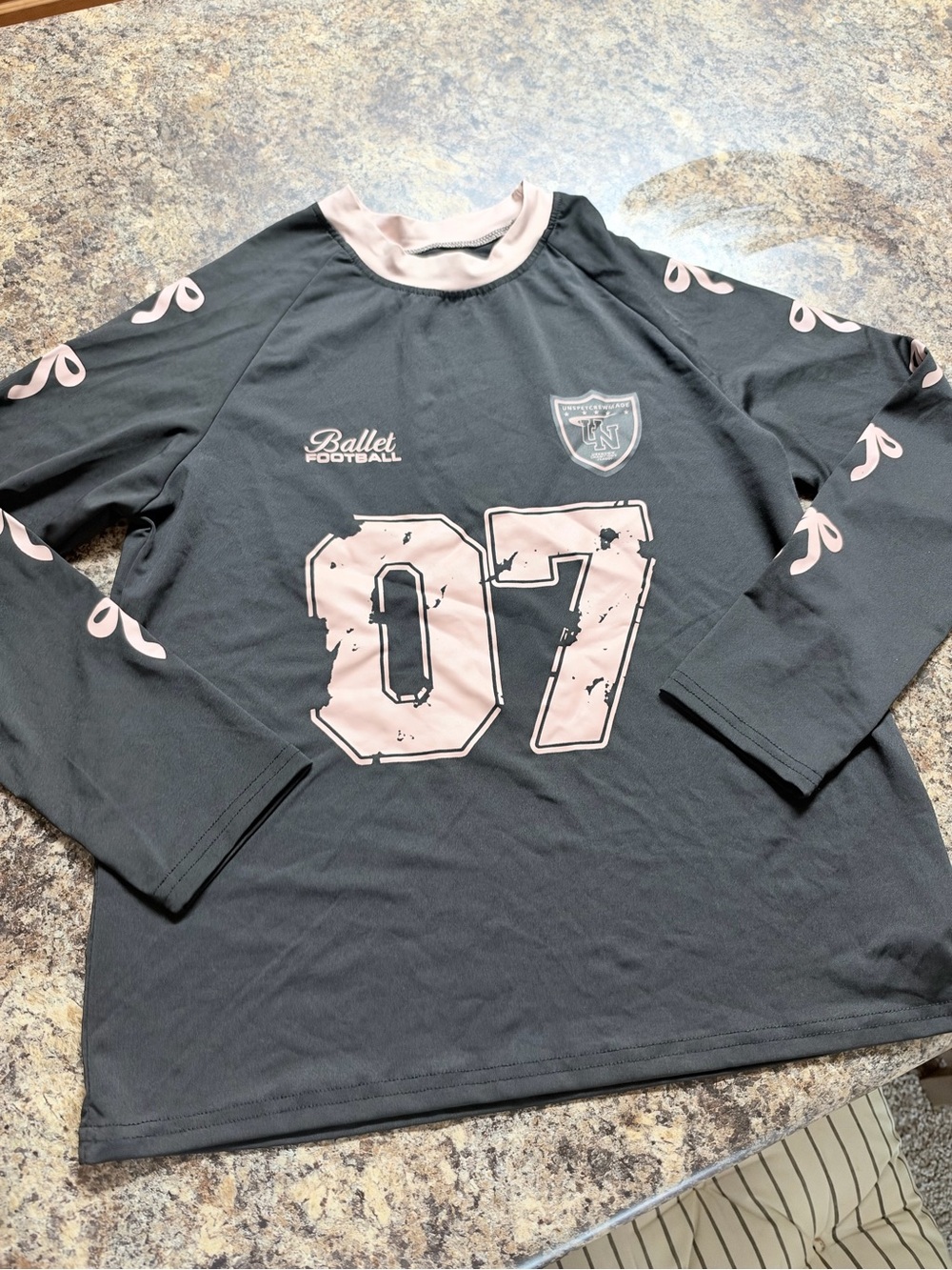 SHEIN Black Long Sleeve Graphic Tee with Pink Details